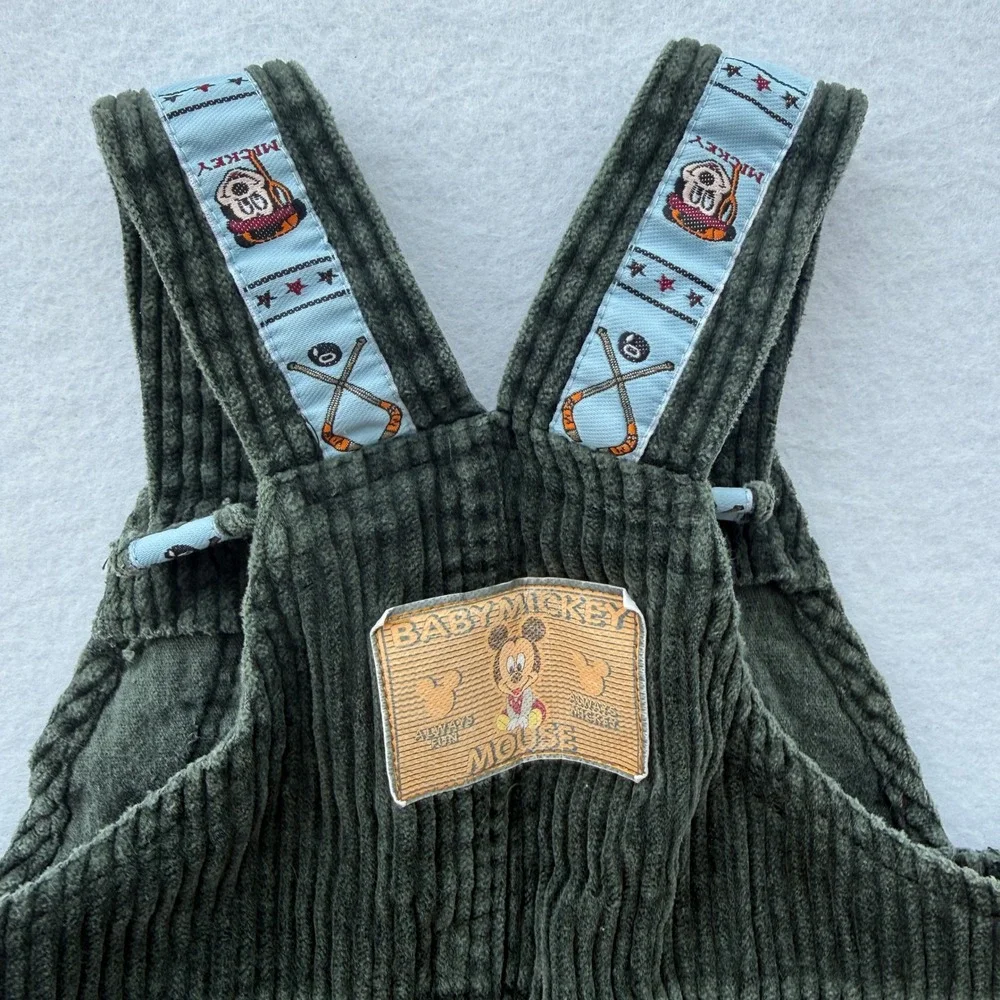 Vintage Baby Mickey & Co Overalls 12M Corduroy Disney Mickey Hockey Little Champ